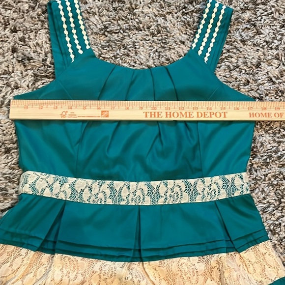 Ryu Anthropologie emerald green/ cream woman Dress size large - Picture 14 of 15